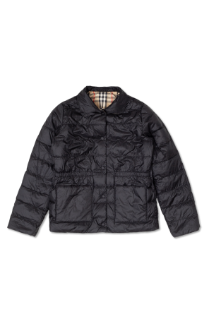 Beige Oaklee reversible down jacket Burberry Kids SchaferandweinerShops Cameroon Burberry Straight Fit Japanese Selvedge Denim Jeans